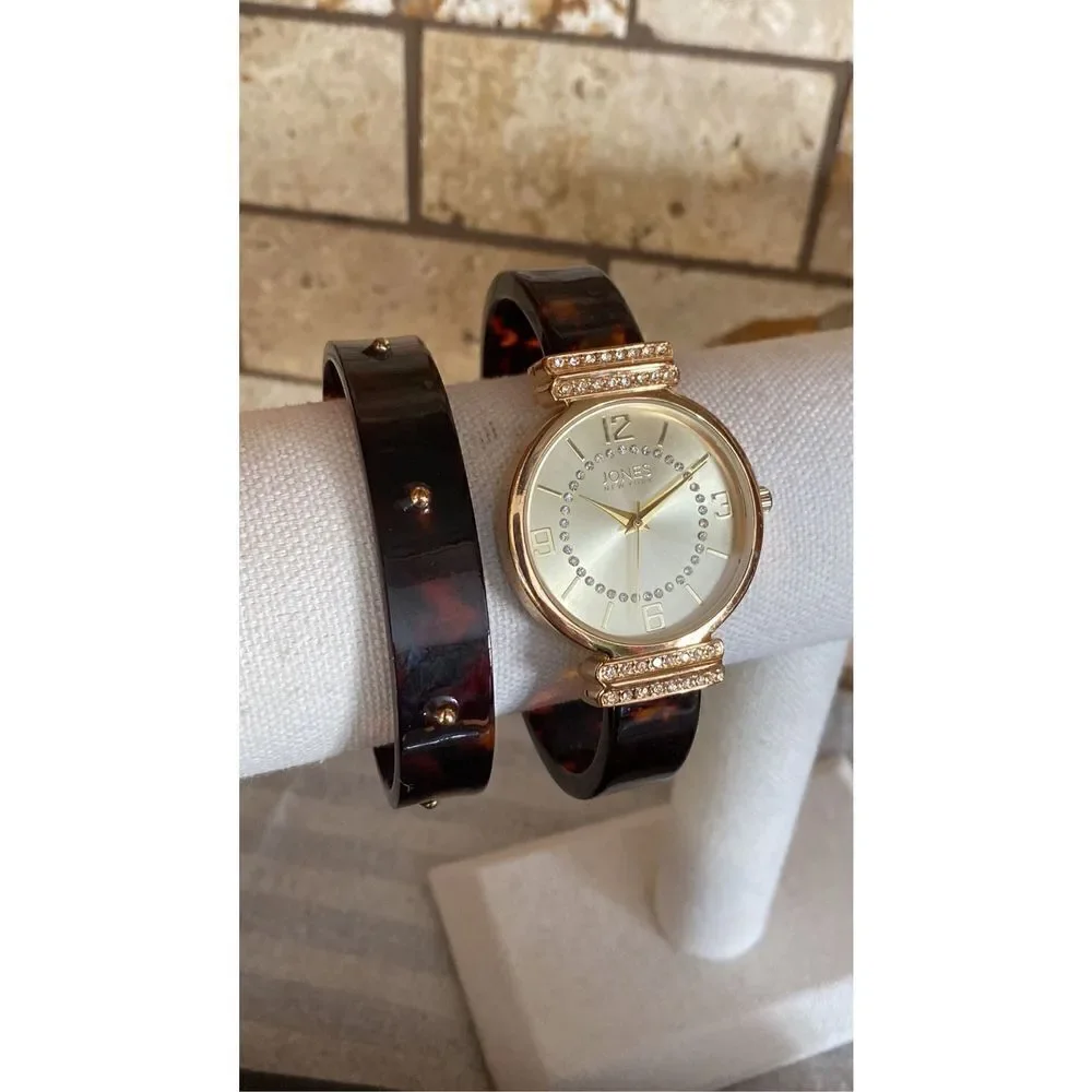 Vintage Jones New York Tortoise Shell Cuff Watch Set